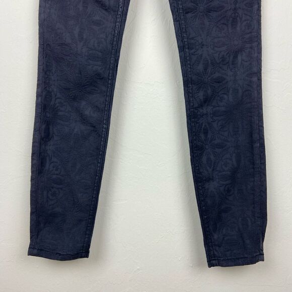 Anthropologie Pilcro Flower-Embroidered High-Rise Skinny Jeans - Washed Black - Picture 5 of 8